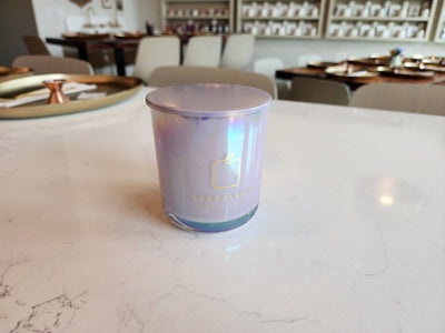 A Custom Fragrance Blended Candle - Aura Iridescent Vessel with lid 12oz