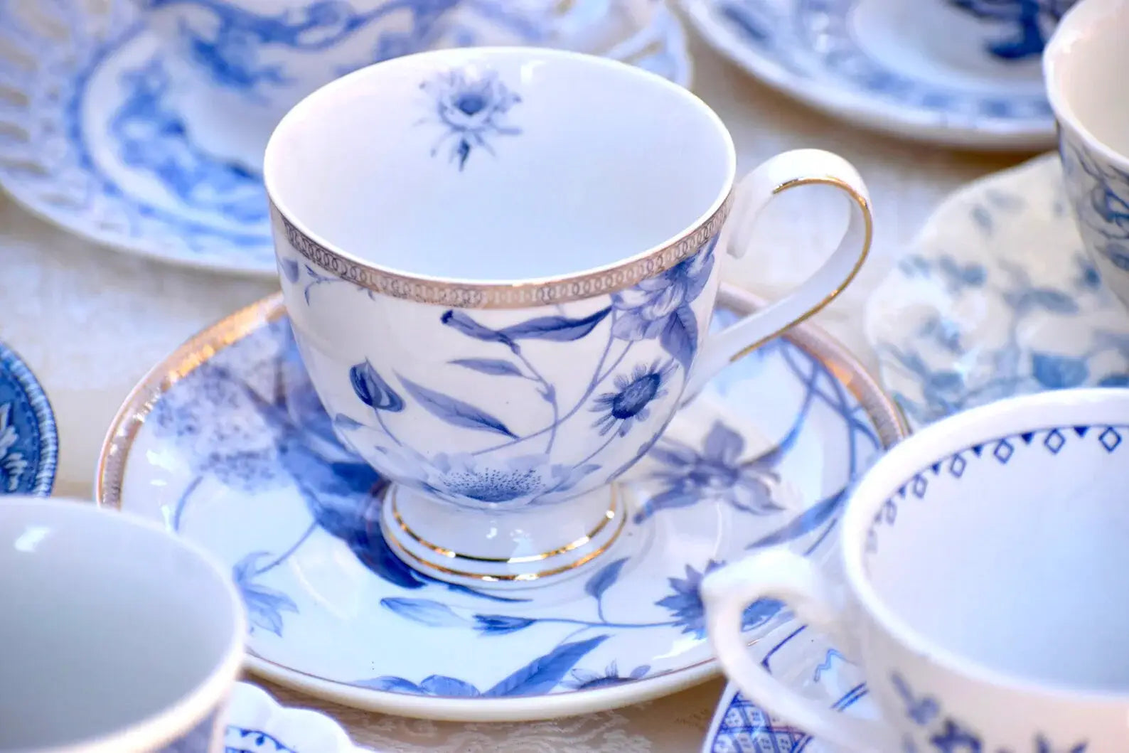 Mismatched Teacups Blue and White Catering, Event Planner