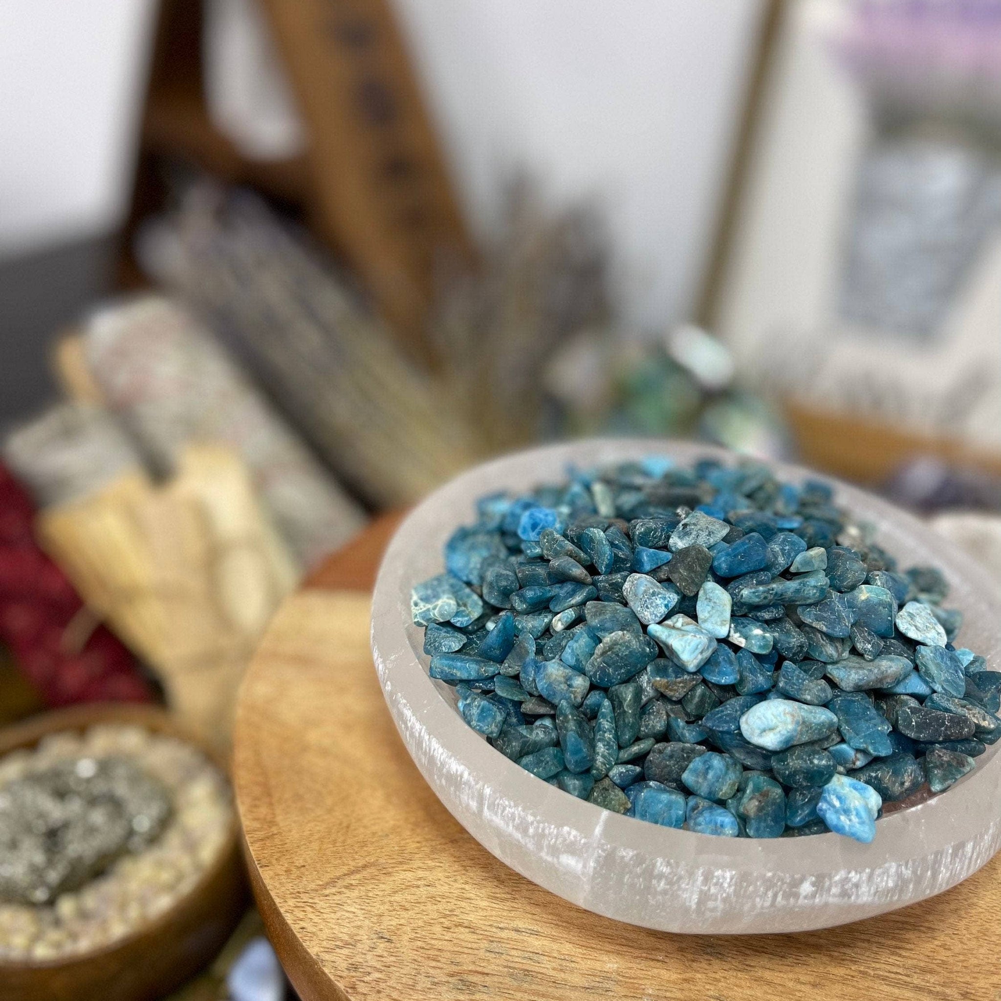Natural Apatite Tumbled Stones, Real Crystal Chips
