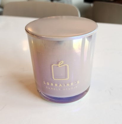 A Custom Fragrance Blended Candle - Aura Iridescent Vessel with lid 12oz