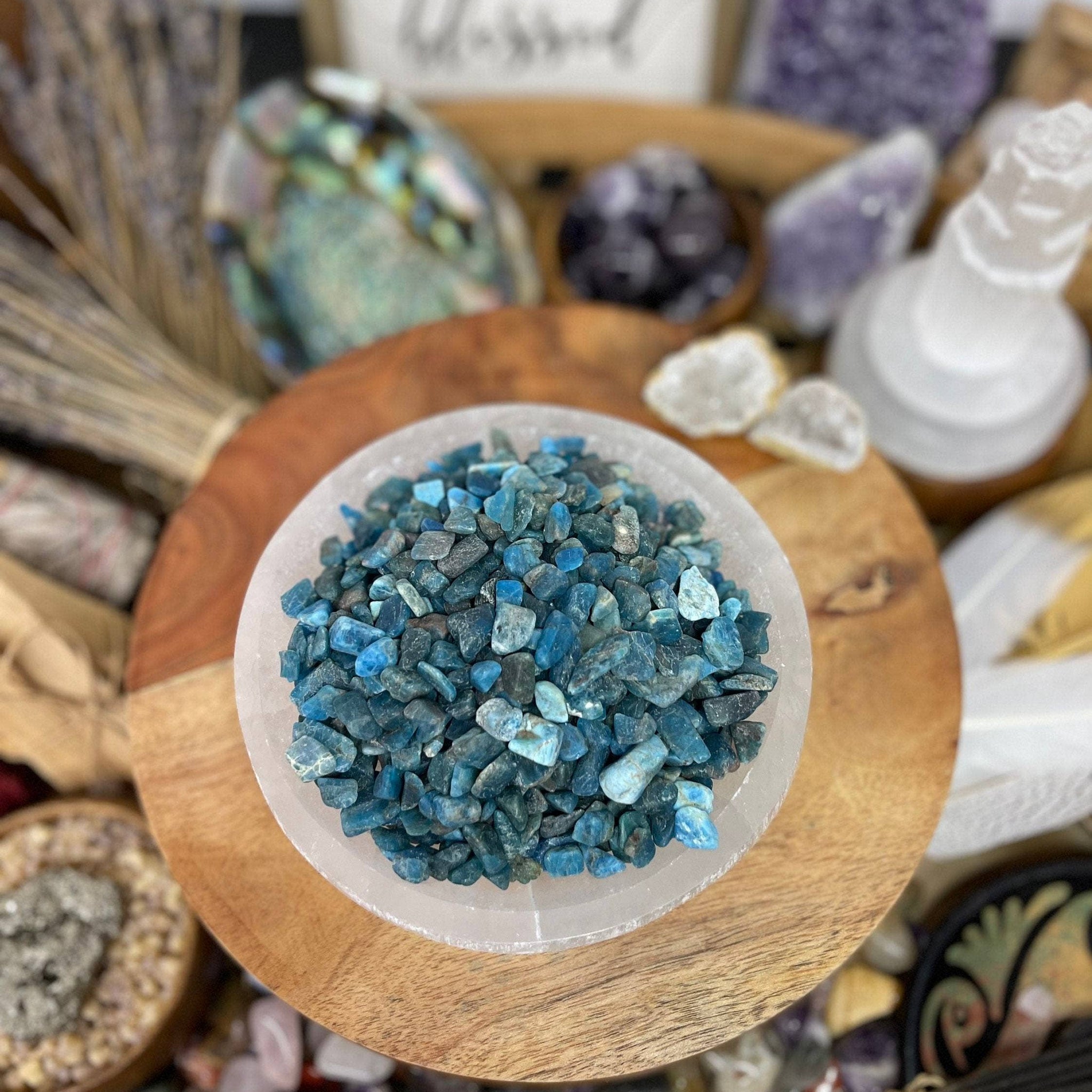 Natural Apatite Tumbled Stones, Real Crystal Chips
