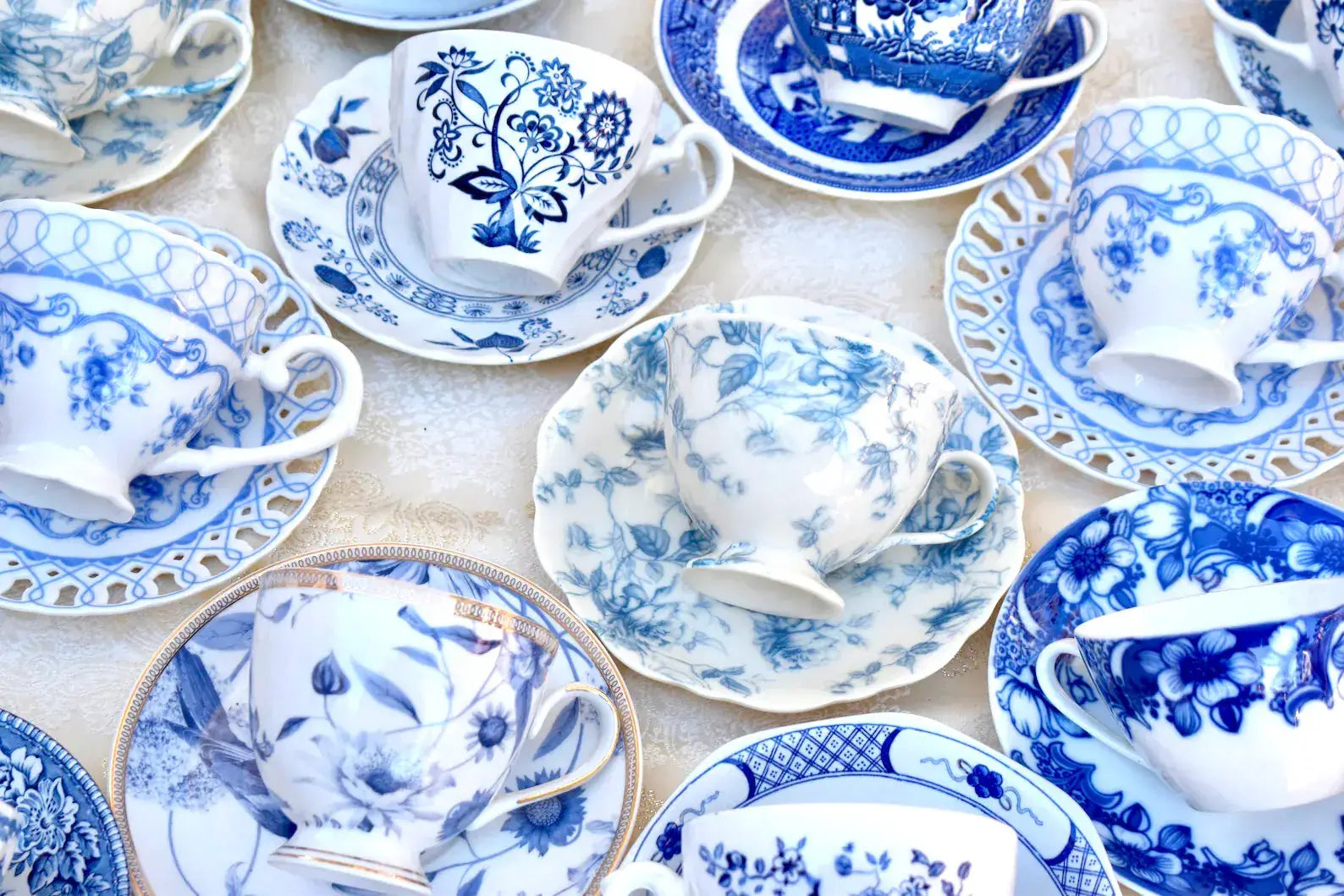Mismatched Teacups Blue and White Catering, Event Planner