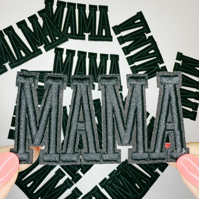 4" MAMA in WHITE or BLACK -  3D Embroidered Hat Patch