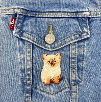Tan Kitty Cat, Cream Siamese Kitten, Pets, Embroidered, Iron on Patch
