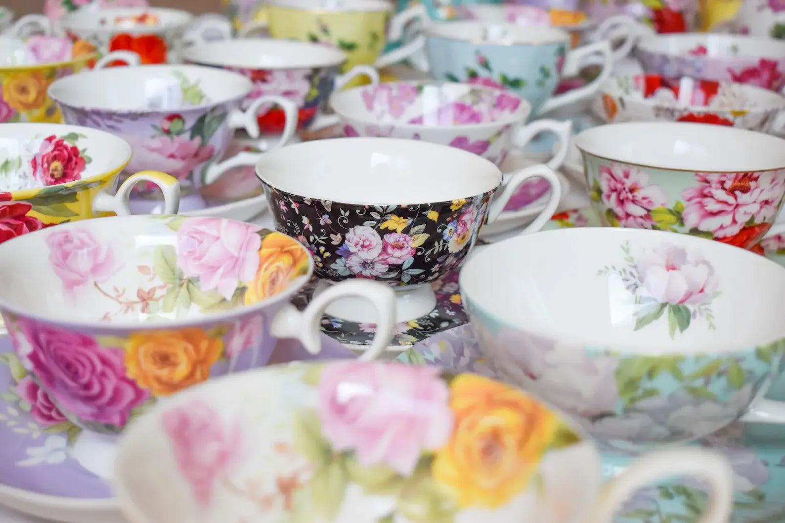 Mismatched teacups for Tea party, Catering, Celebrations