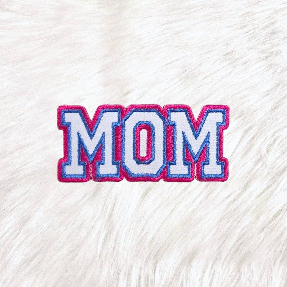 Mom Blue Pink Embroidery Iron On Patch