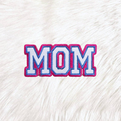 Mom Blue Pink Embroidery Iron On Patch