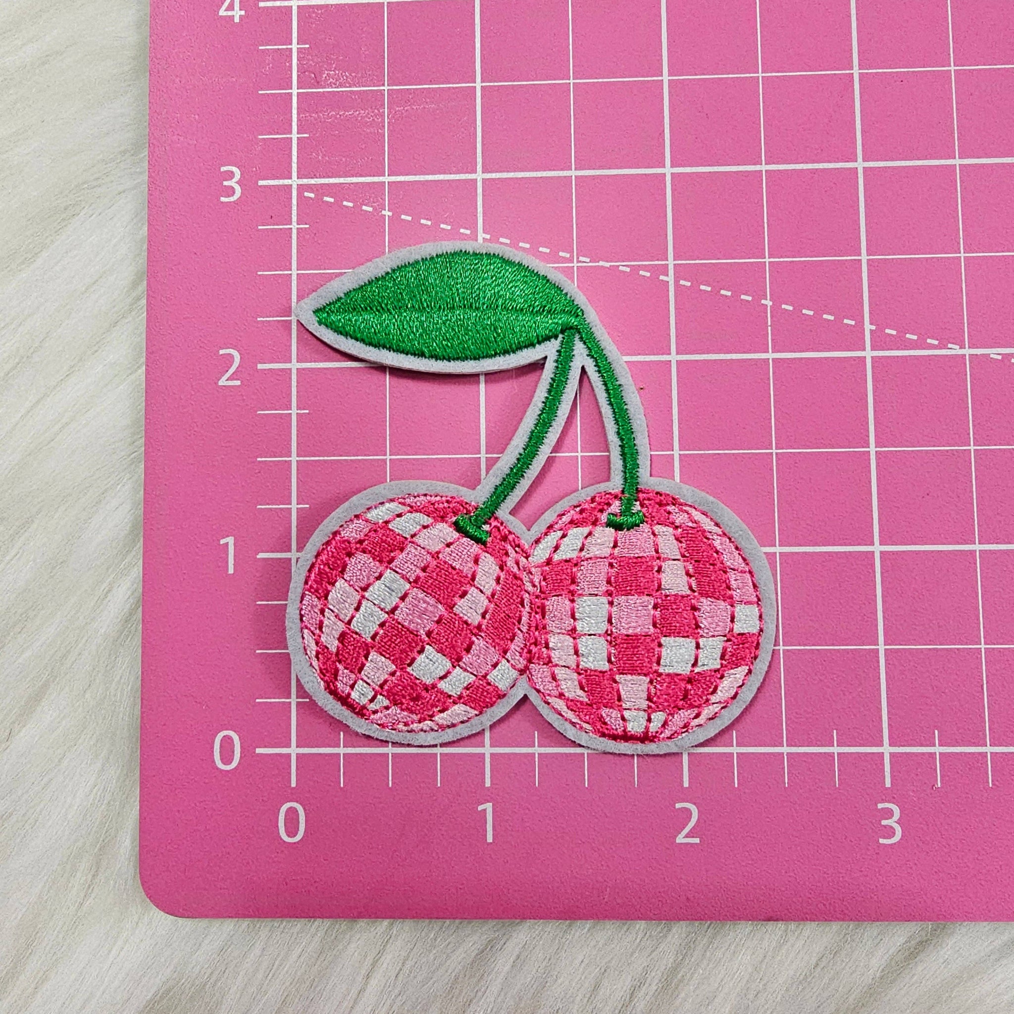 Cherry Disco Ball Embroidery Iron On Patch