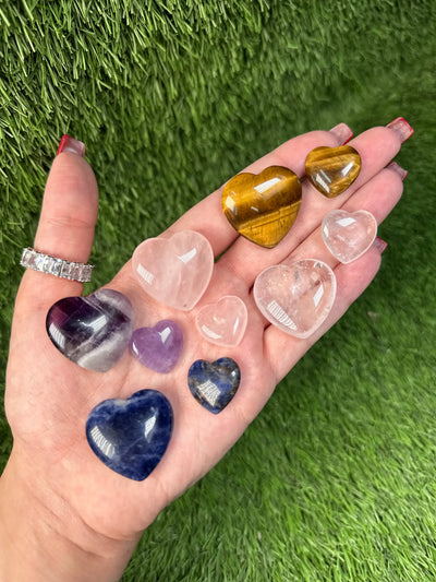 Amethyst Crystal Hearts, Big 1.25 inch & Small 0.75 inch