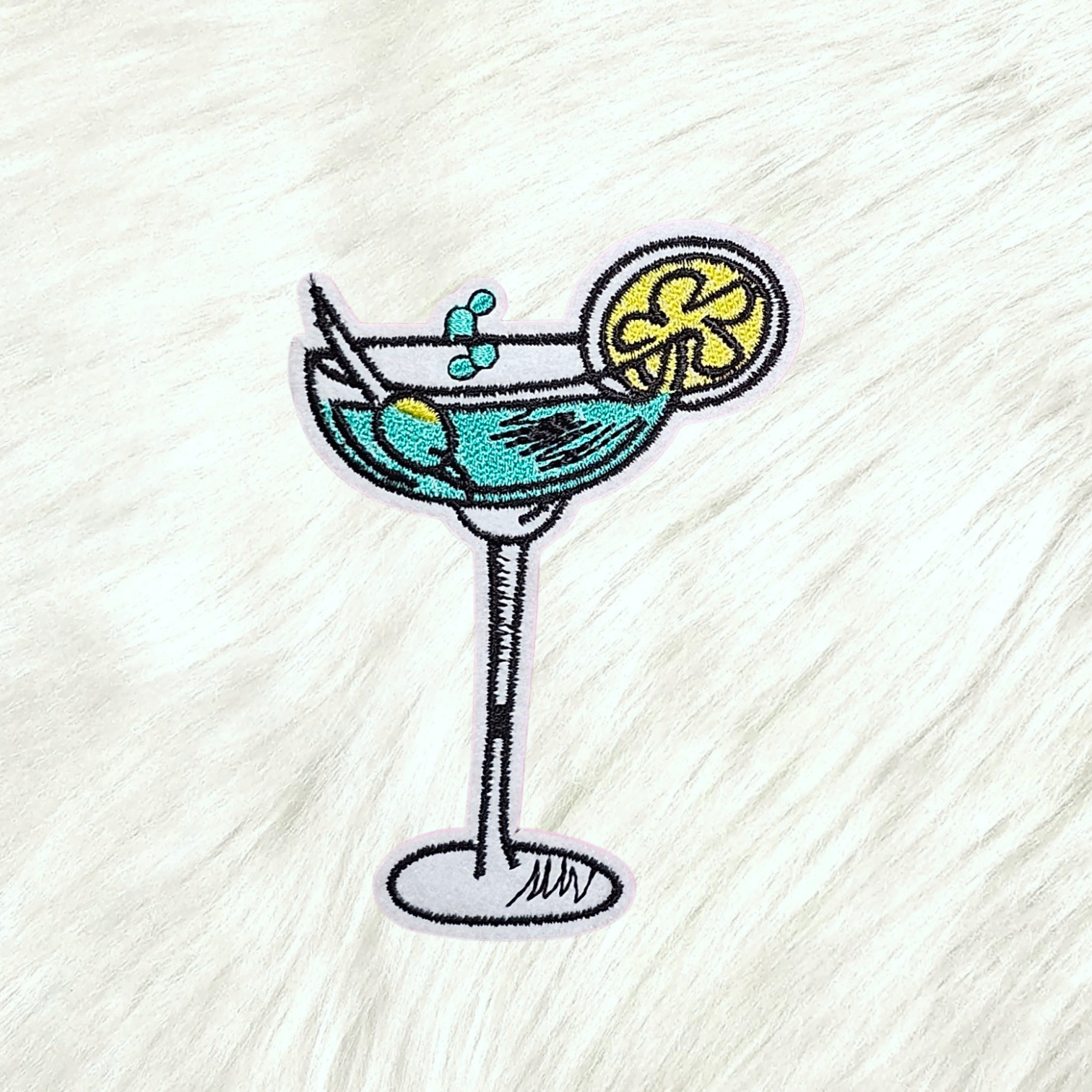 Martini Cocktail Embroidery Iron On Patch