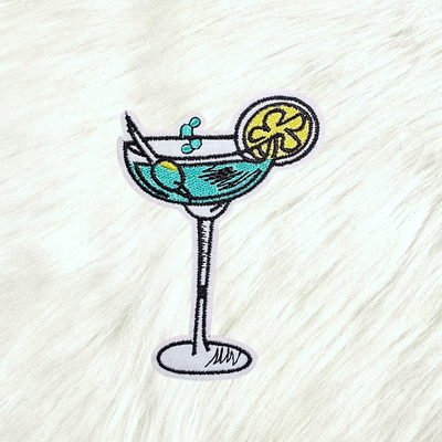 Martini Cocktail Embroidery Iron On Patch