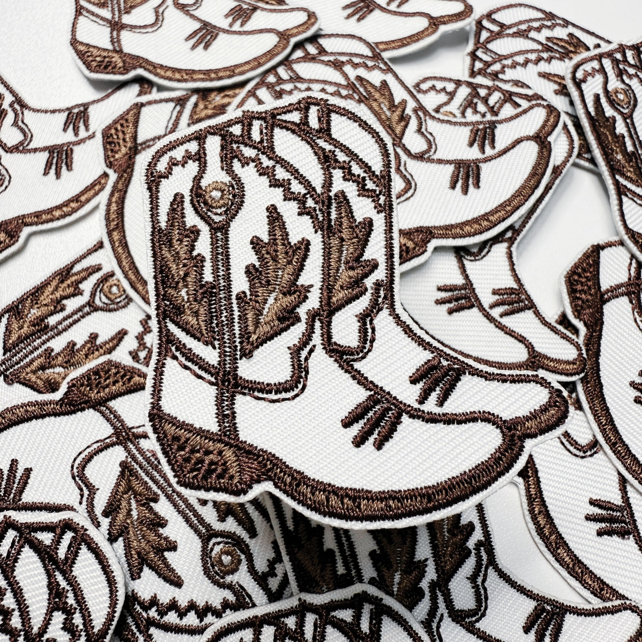 2" Cowboy Boots in BROWN  -  Embroidered Hat Patch