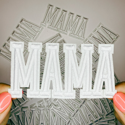 4" MAMA in WHITE or BLACK -  3D Embroidered Hat Patch