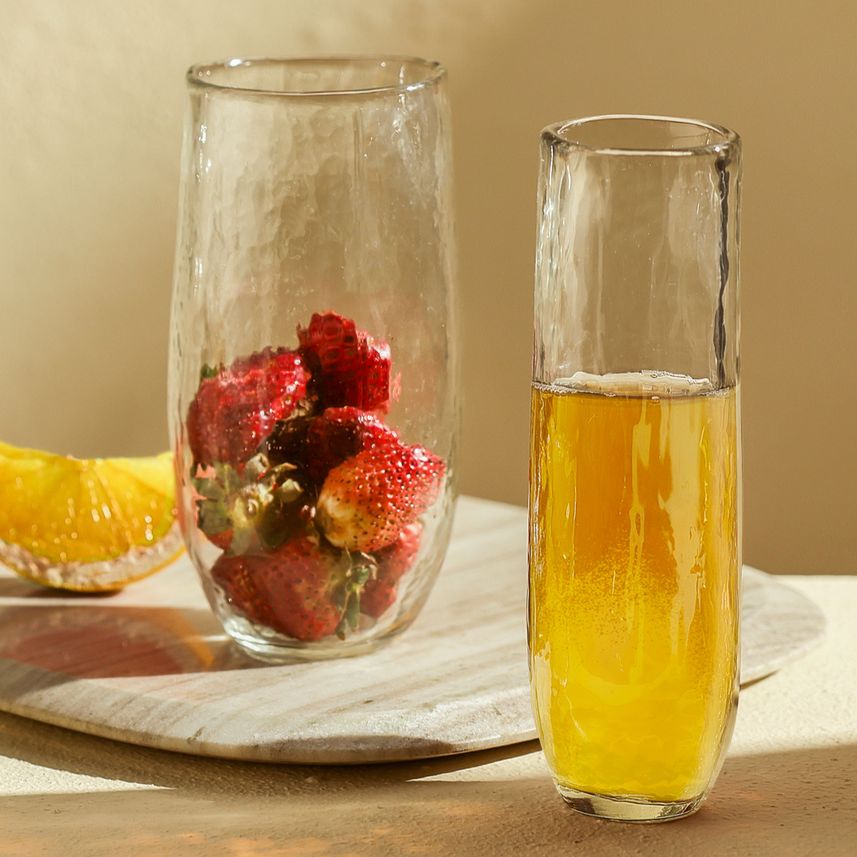 Pebbled Stemless Flutes - Set of 4