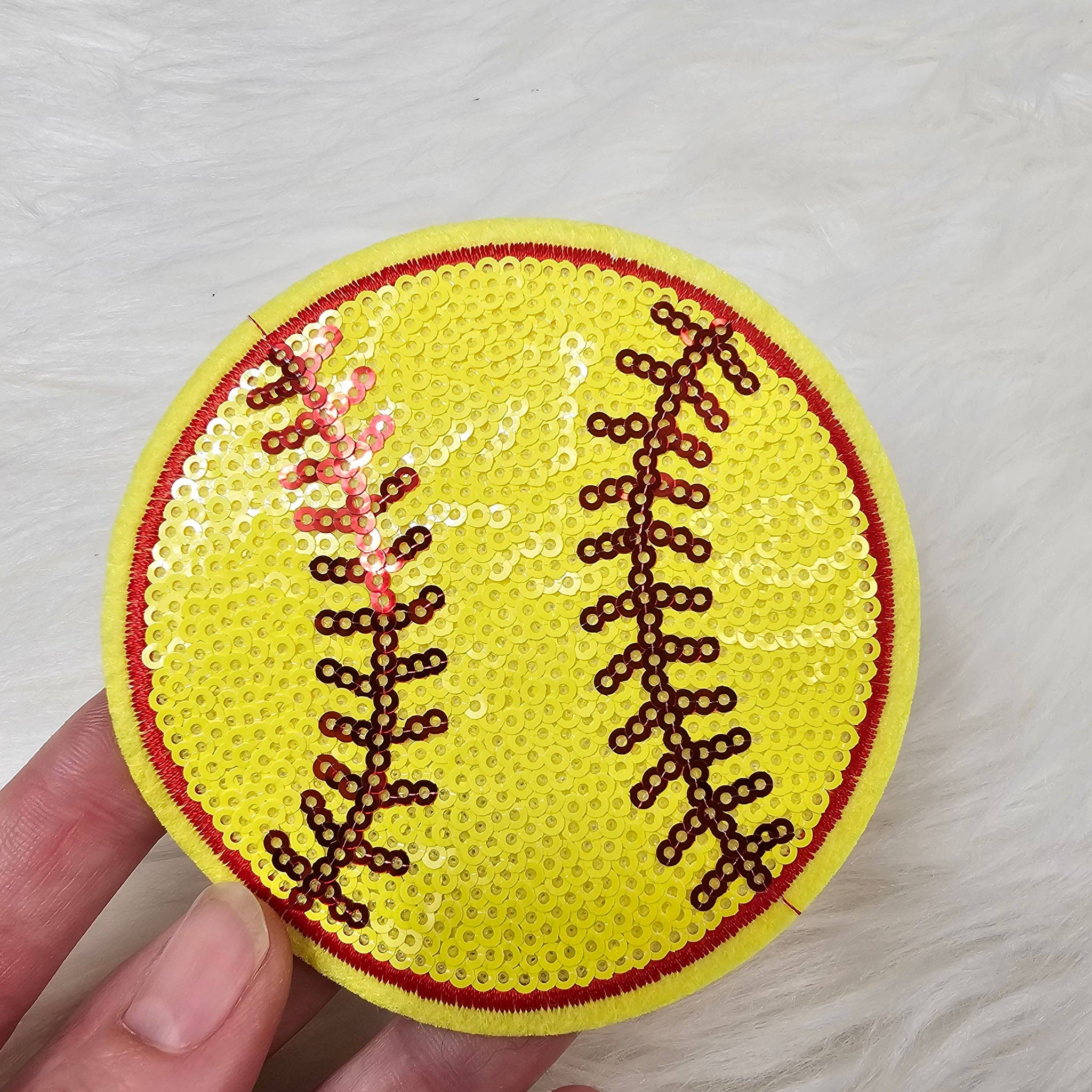 Small Sequin Softball Iron On Patch