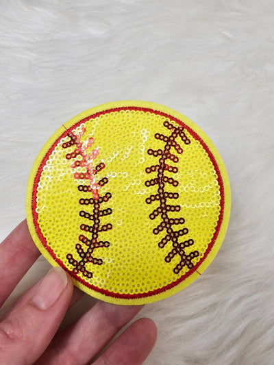 Small Sequin Softball Iron On Patch