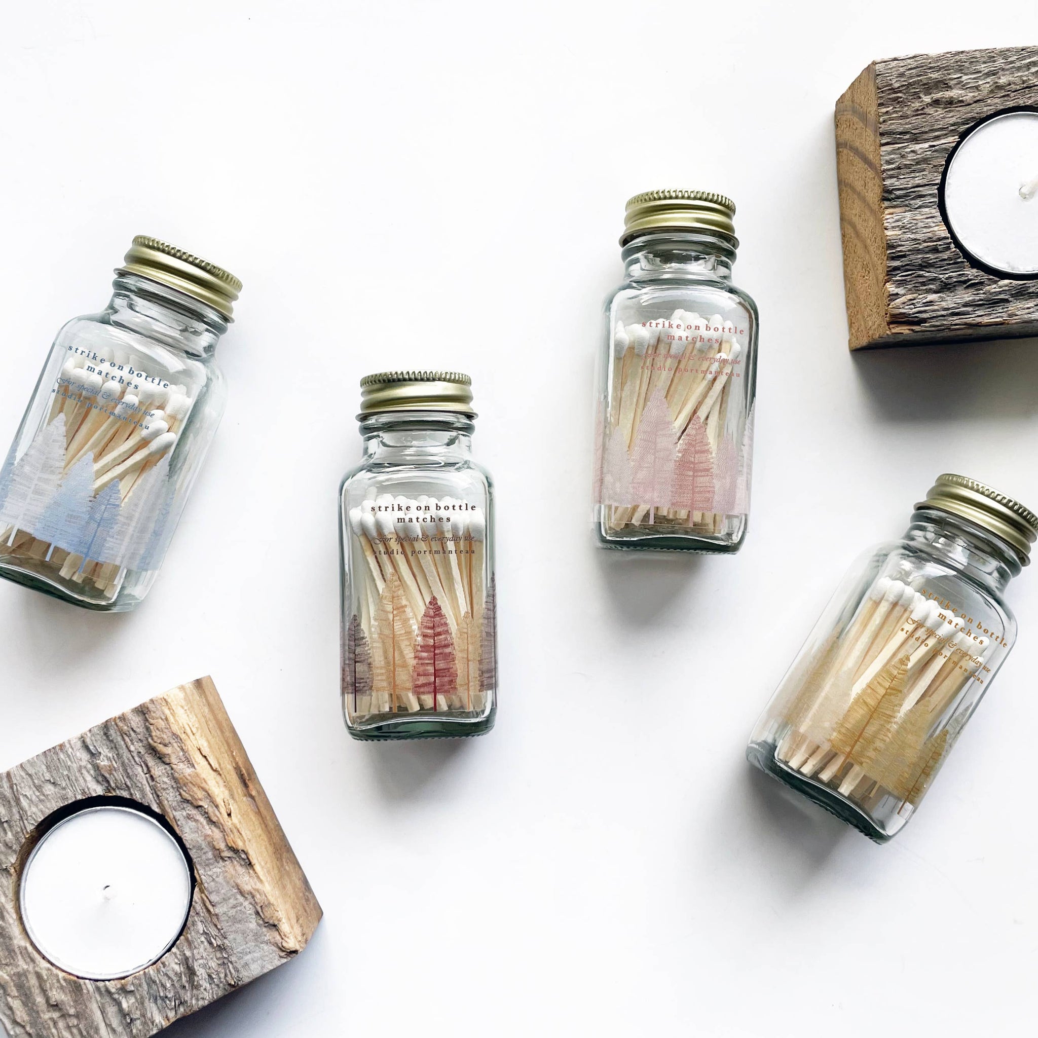 Variety Pack of Noble Fir Trees 2" White Match Jars