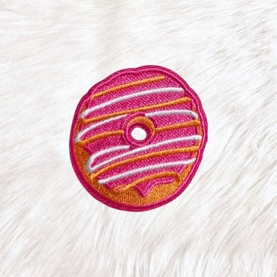 Donut Pink Drizzle Drip Embroidery Iron On Patch