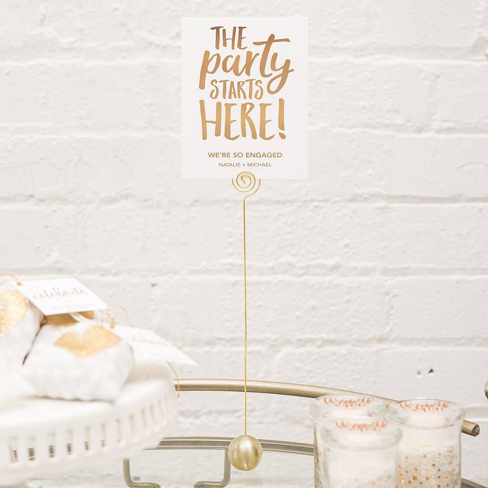 Classic Round Table Number Holder - Brushed Gold