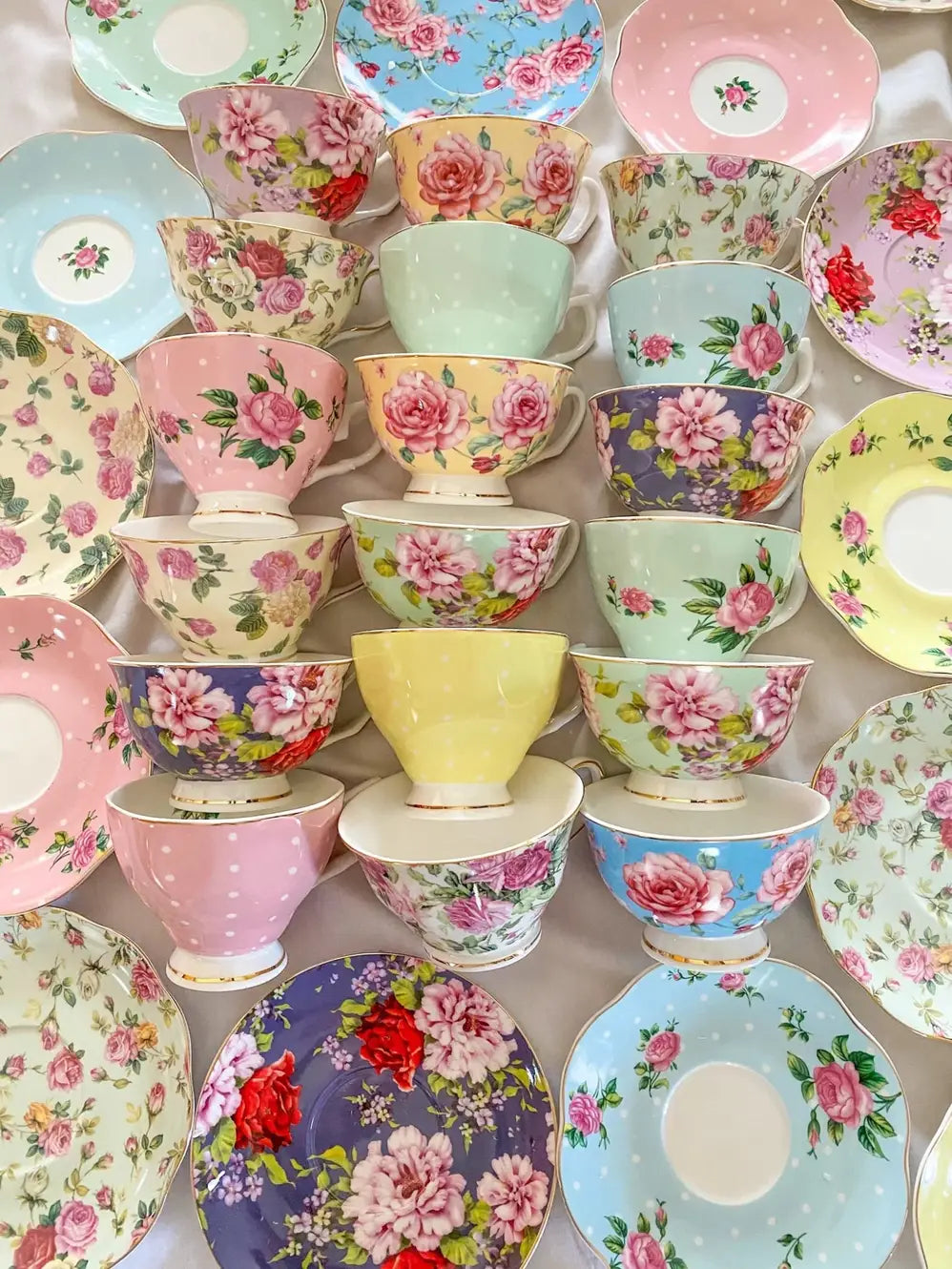 Mismatched teacups for Tea party, Catering, Celebrations