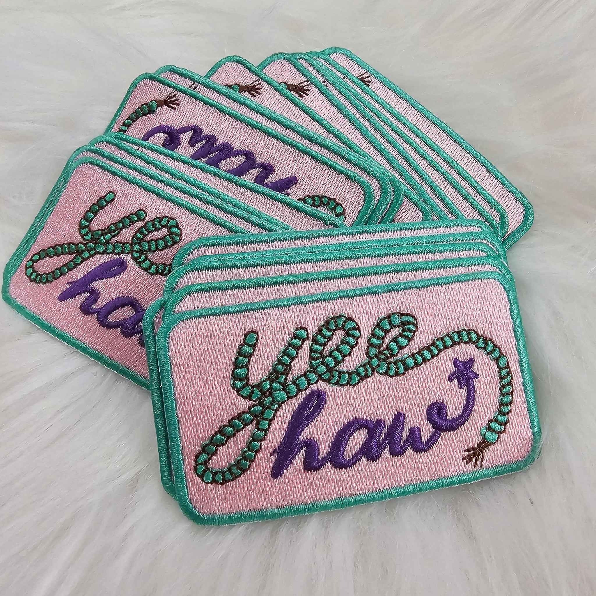 'Yeehaw' Turquoise Rope Western Embroidery Iron On Patch
