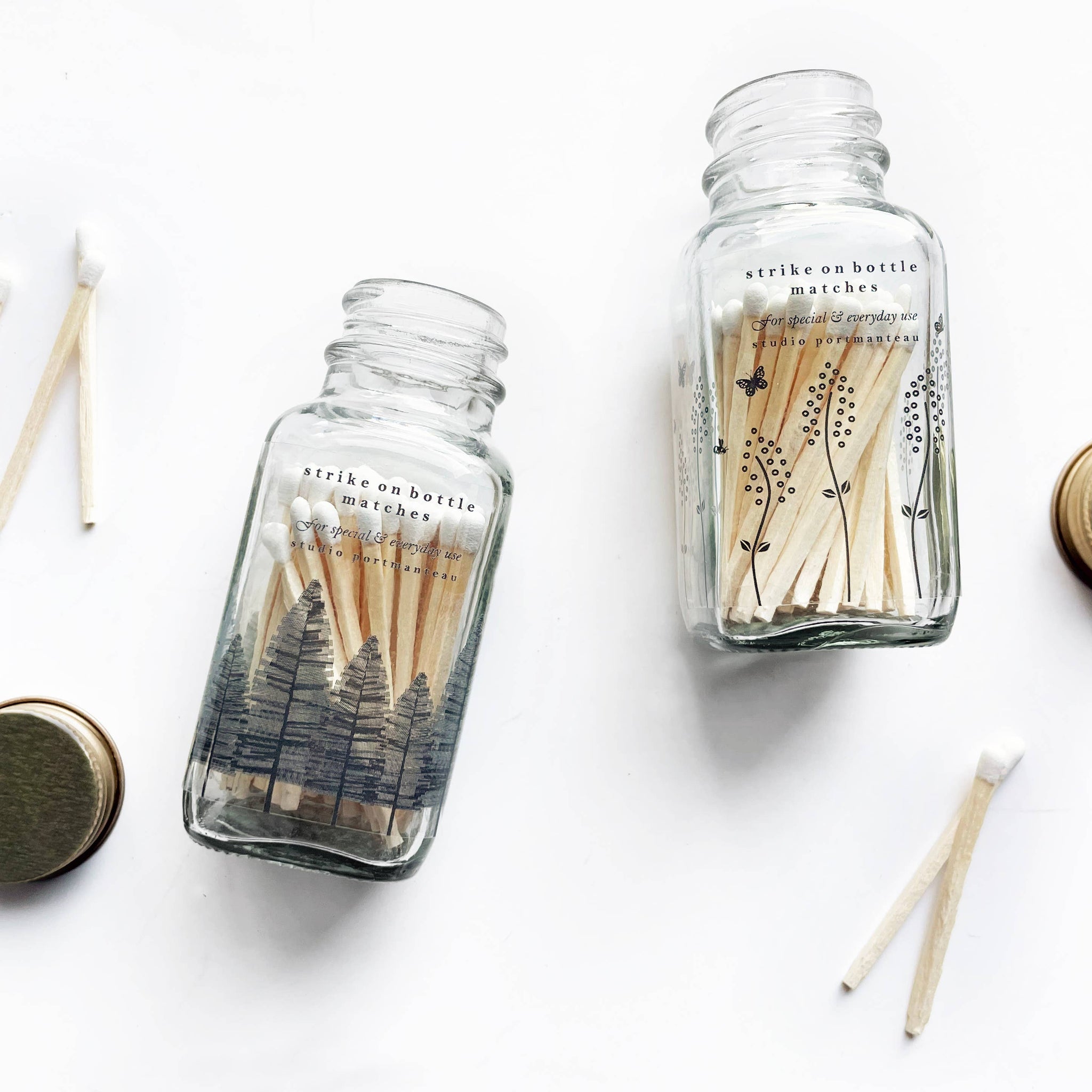 Wildflower 2" White Match Jar | Pretty Glass Match Holder