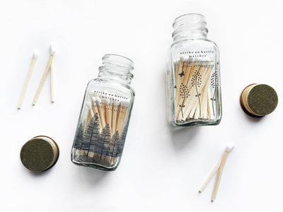 Wildflower 2" White Match Jar | Pretty Glass Match Holder