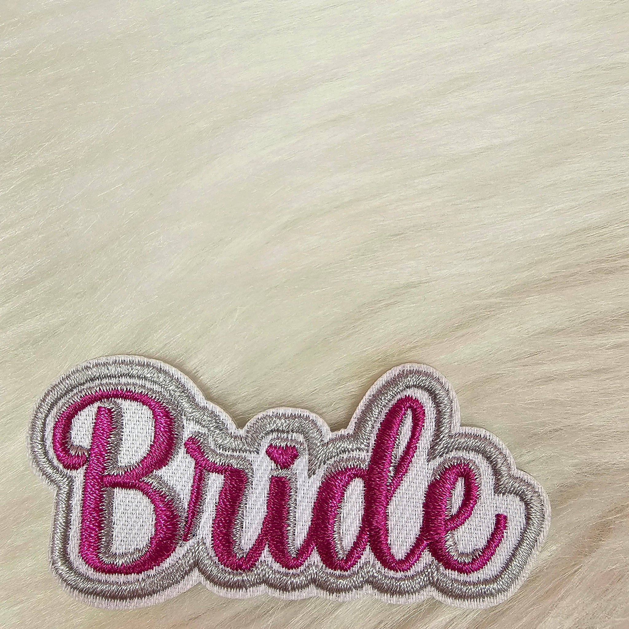 'Bride' Pink Embroidery Iron On Patch