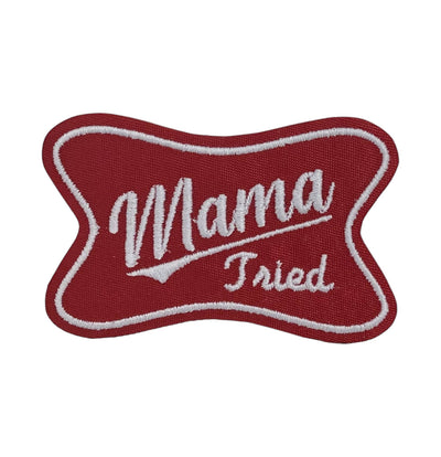 Mama Tried, Red, Embroidered Iron on Patch