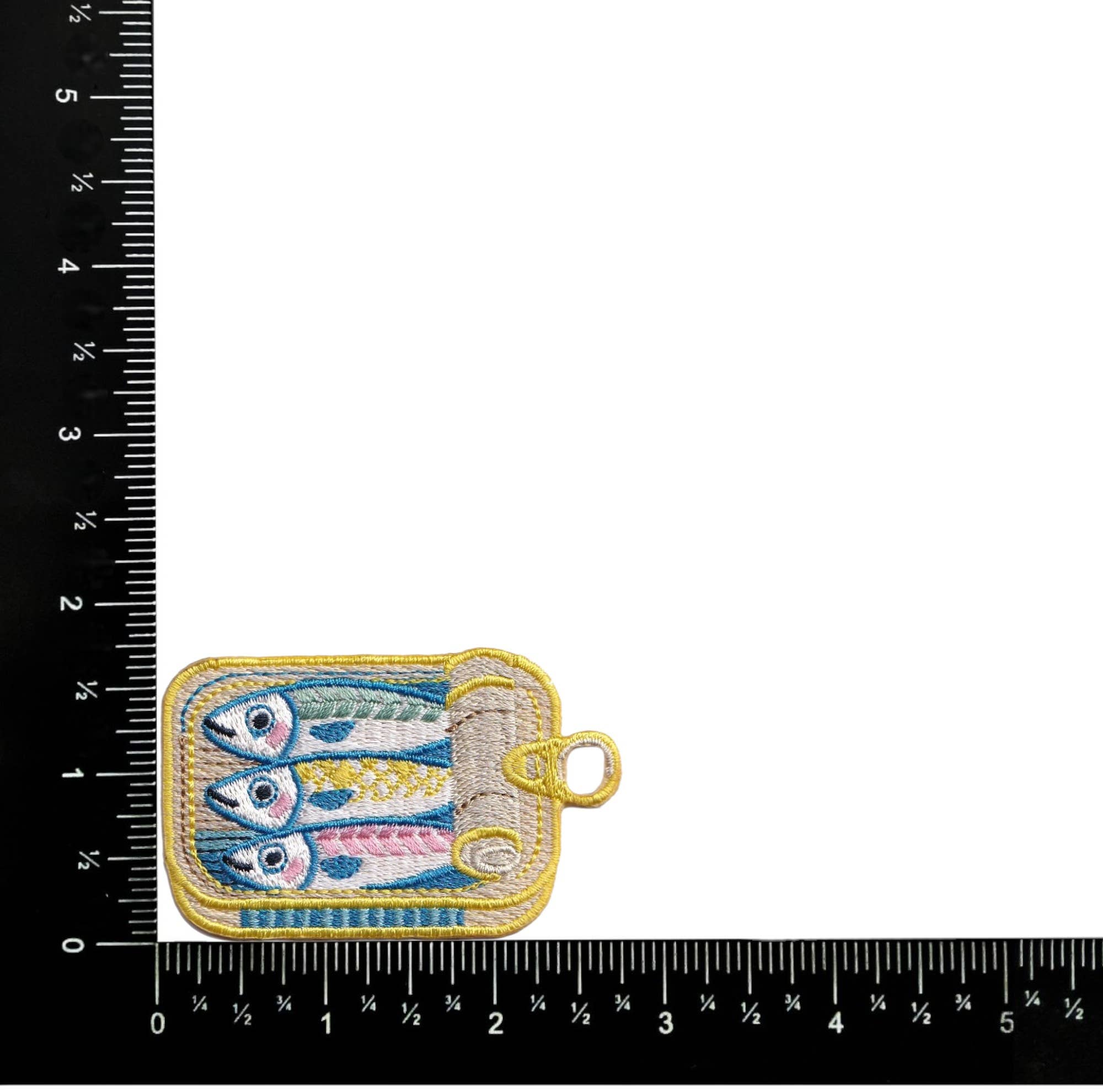 Sardine Tin with Three Fish, Coastal, Fish, Iron on Patch