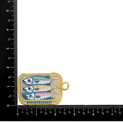 Sardine Tin with Three Fish, Coastal, Fish, Iron on Patch