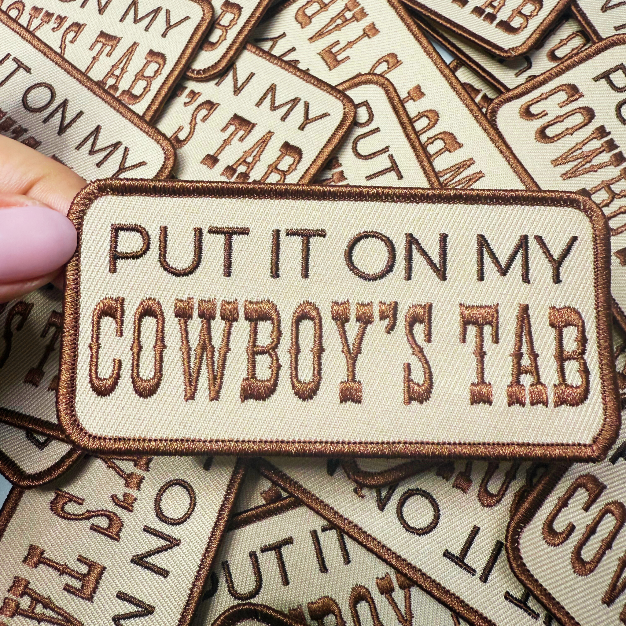 4" Put it on my COWBOYS TAB -  Embroidered Hat Patch