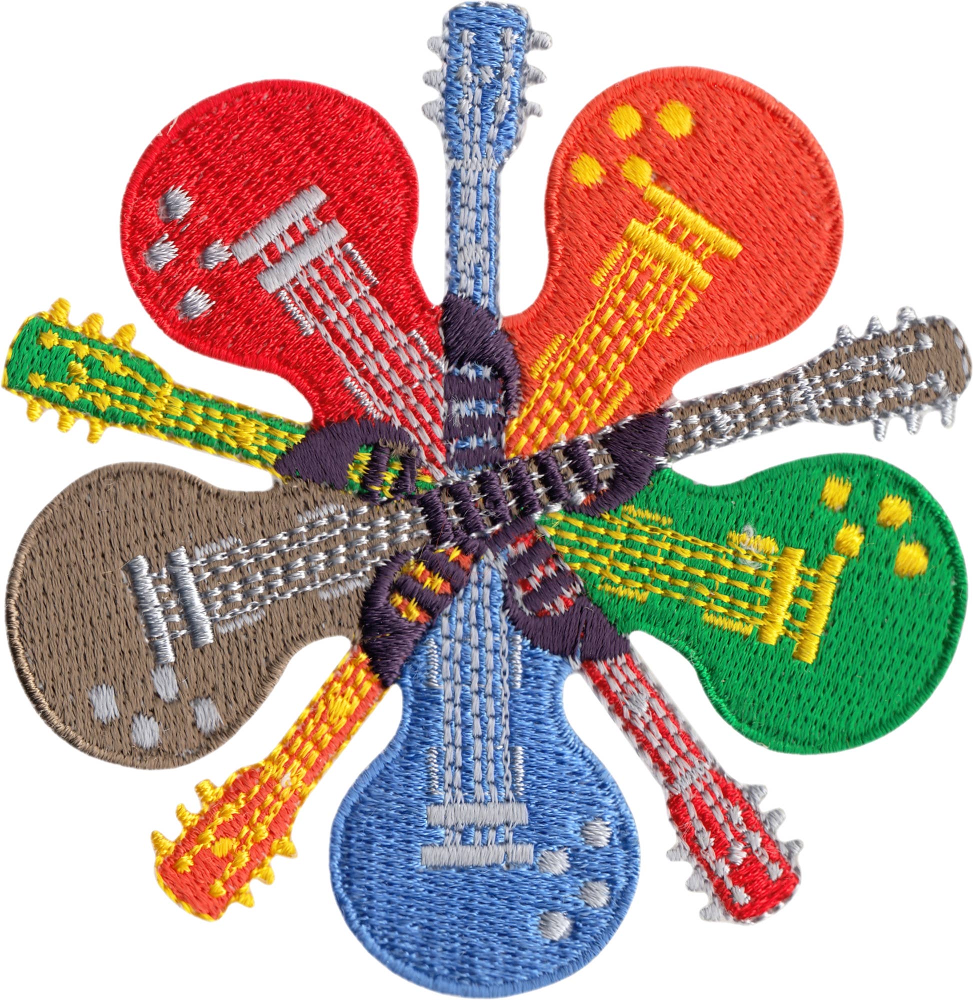 Patch - Guitar - Les Paul Lookalike Color Flower - 3.38"
