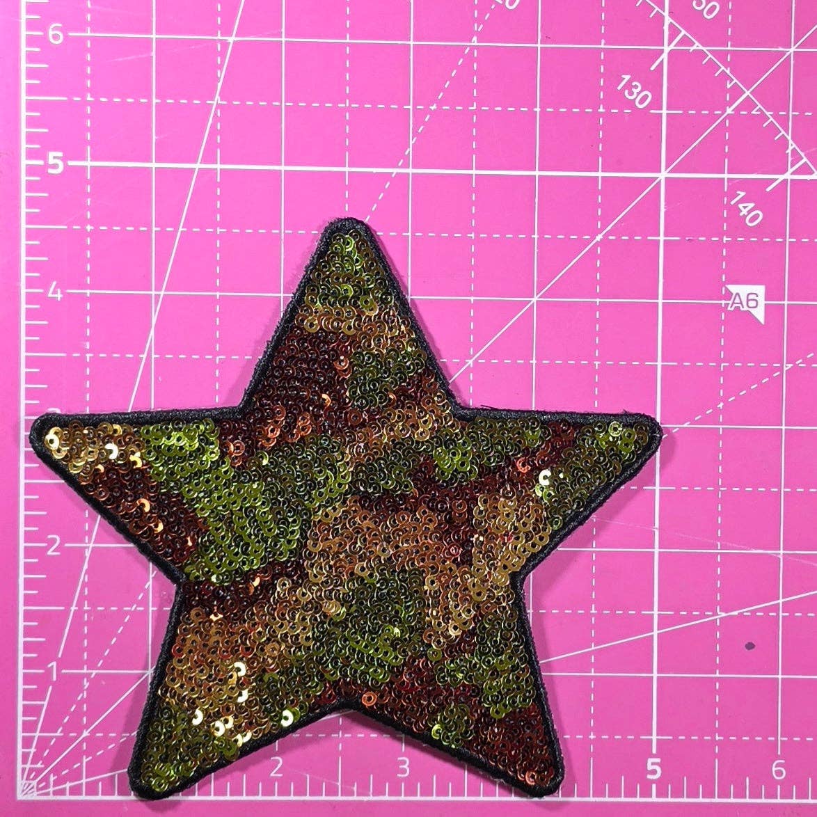 Camouflage Star Sequin Iron On Patch