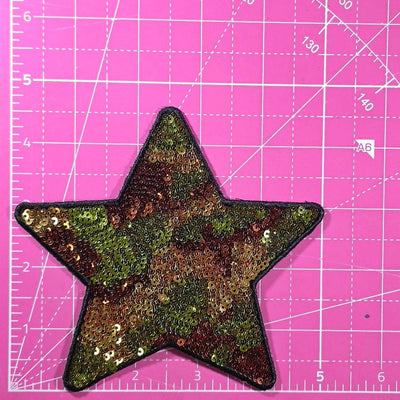 Camouflage Star Sequin Iron On Patch