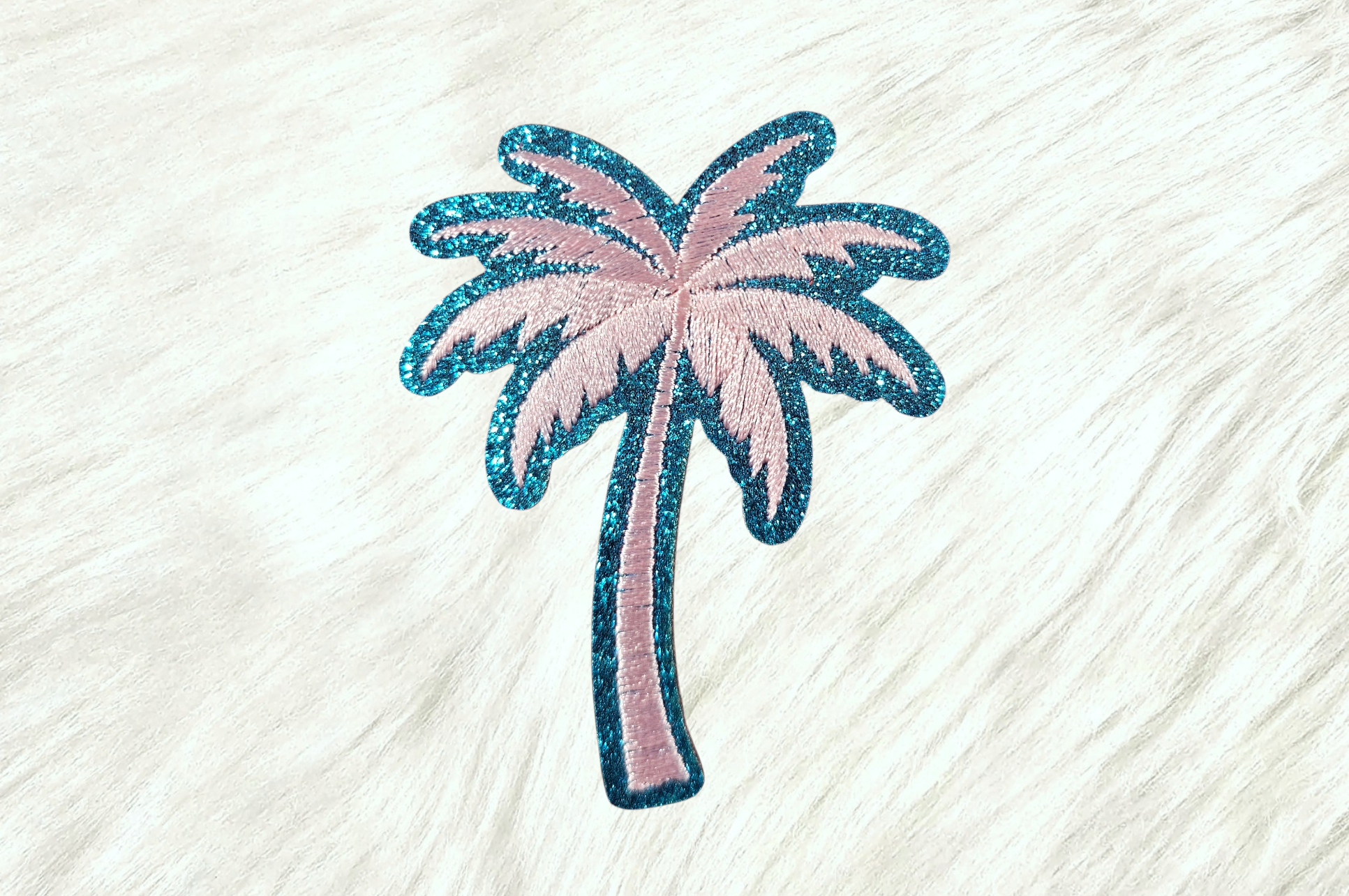 Beach Pink Palm Tree Embroidery Iron On Patches