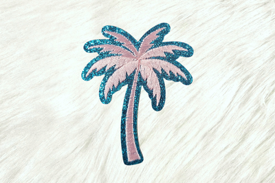Beach Pink Palm Tree Embroidery Iron On Patches