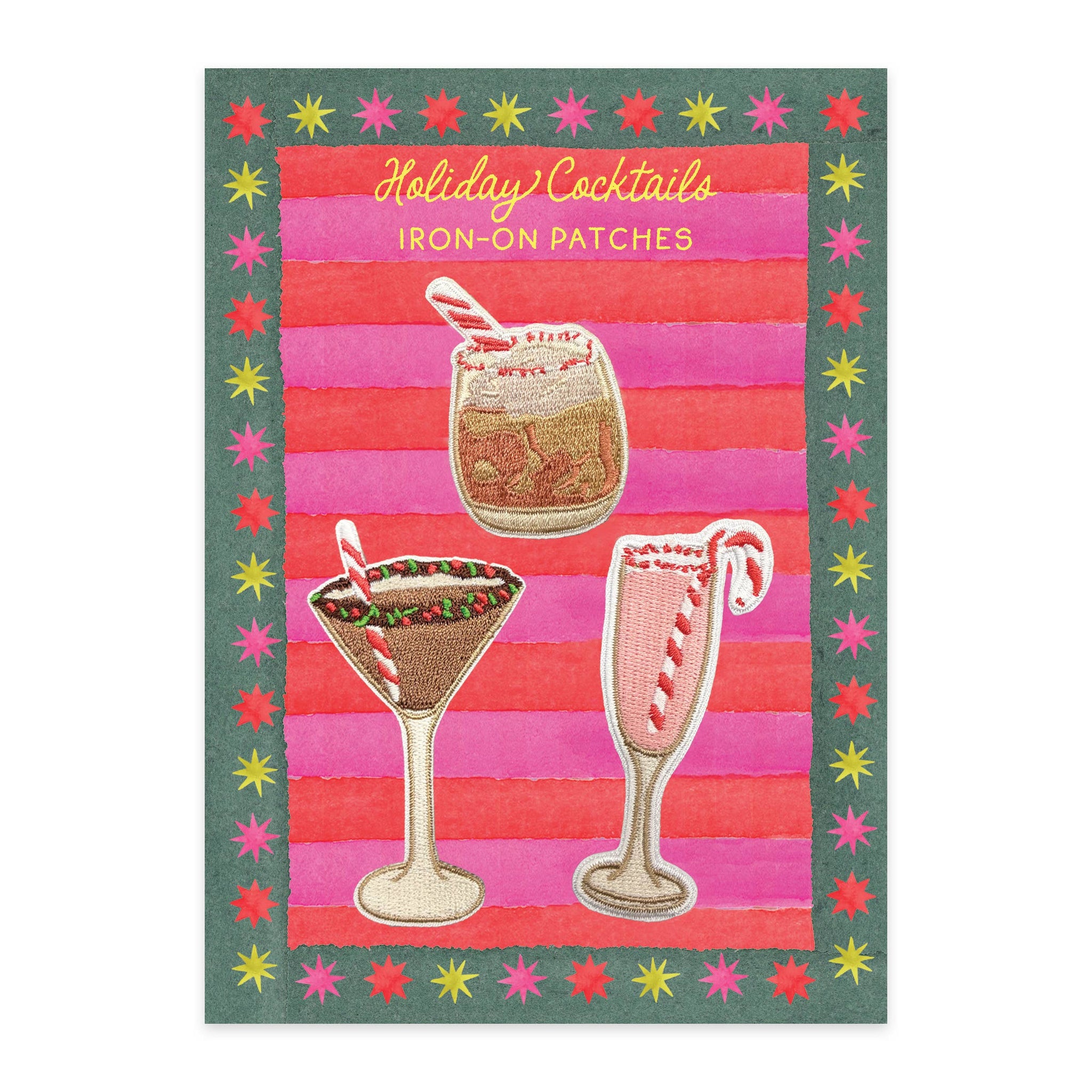 Holiday Cocktails Iron-On Patch Set | Christmas Patches