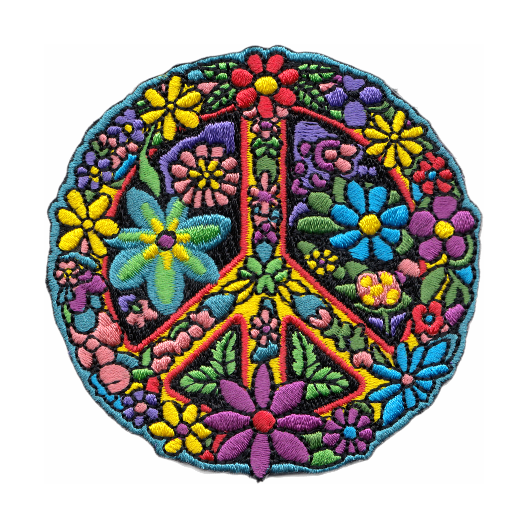 Patch - Peace Sign Flower Arrangement Groovy Retro Style 3"