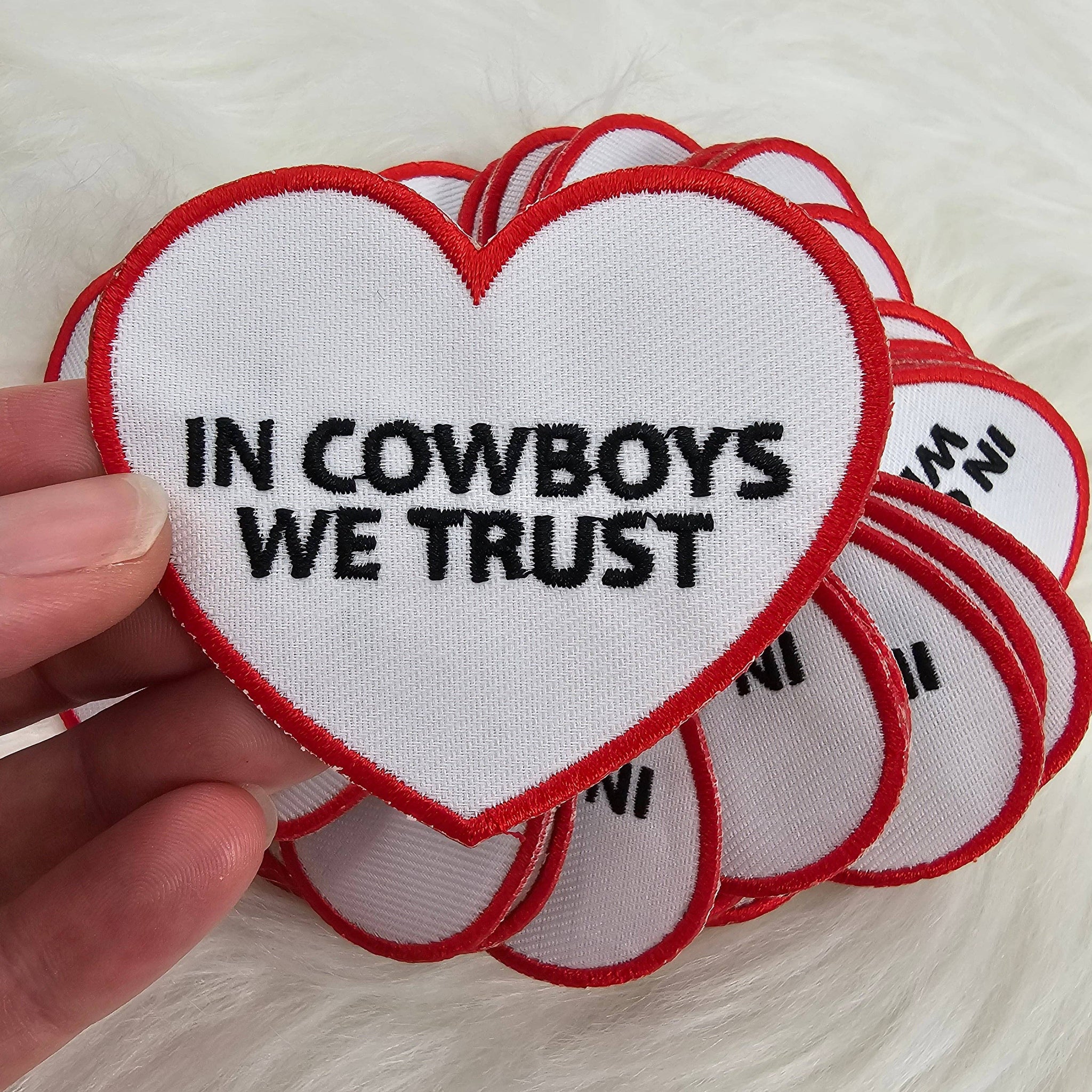 In Cowboys We Trust Woven Embroidery Iron On Patch
