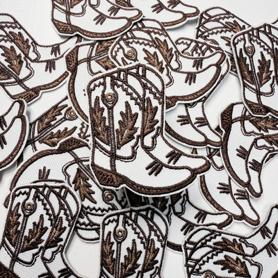 2" Cowboy Boots in BROWN  -  Embroidered Hat Patch