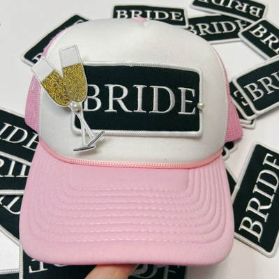 4" Bride - White & Black -  Embroidered Hat Patch