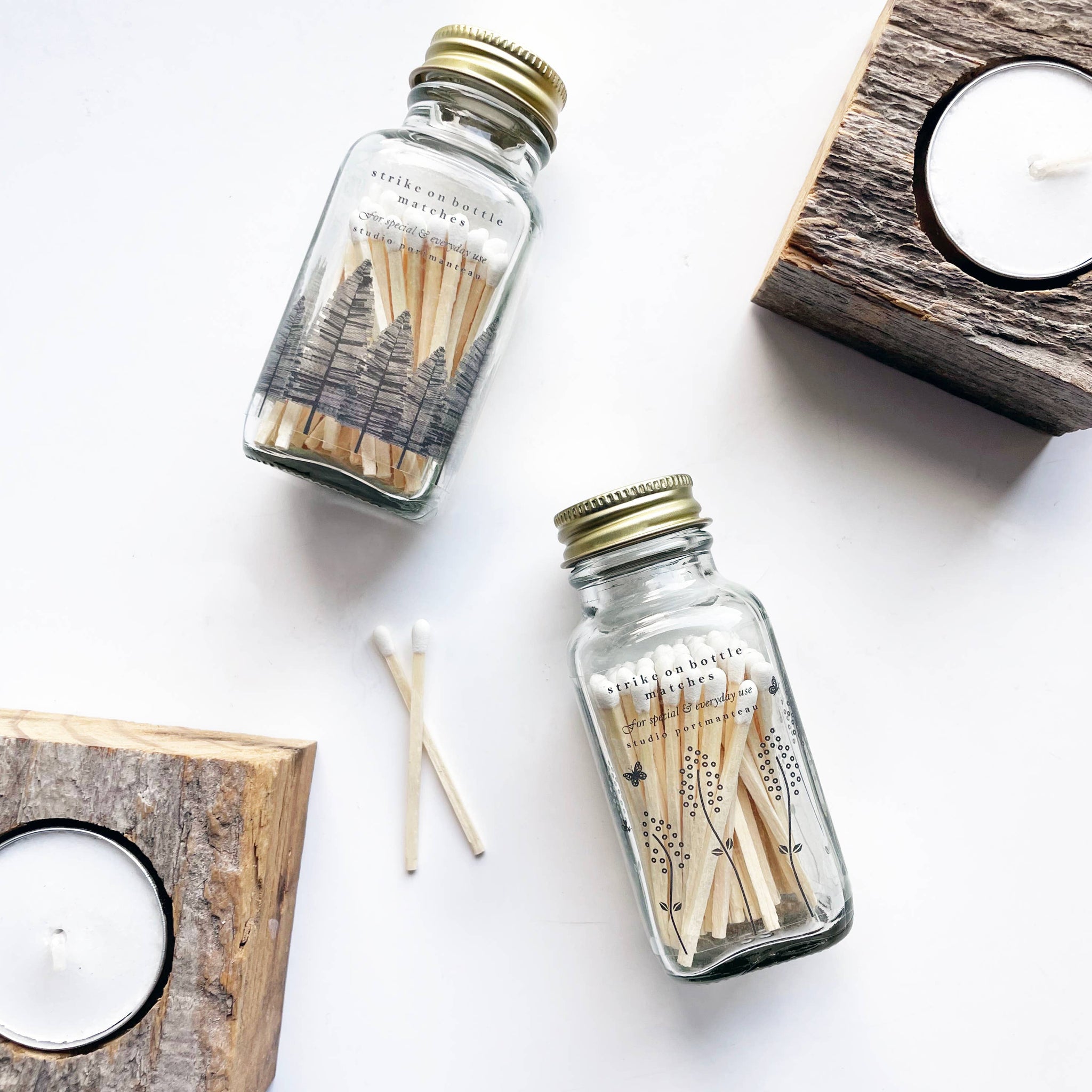 Wildflower 2" White Match Jar | Pretty Glass Match Holder