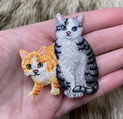 Cat With Kitten, Pets, Embroidered Iron on Patch