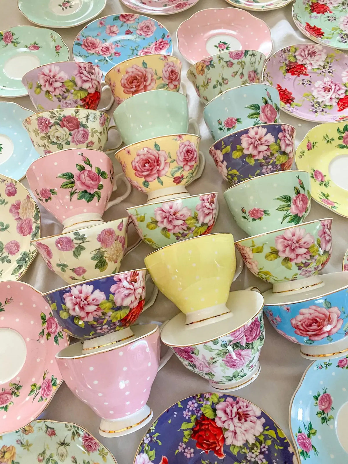 Mismatched teacups for Tea party, Catering, Event Planner 