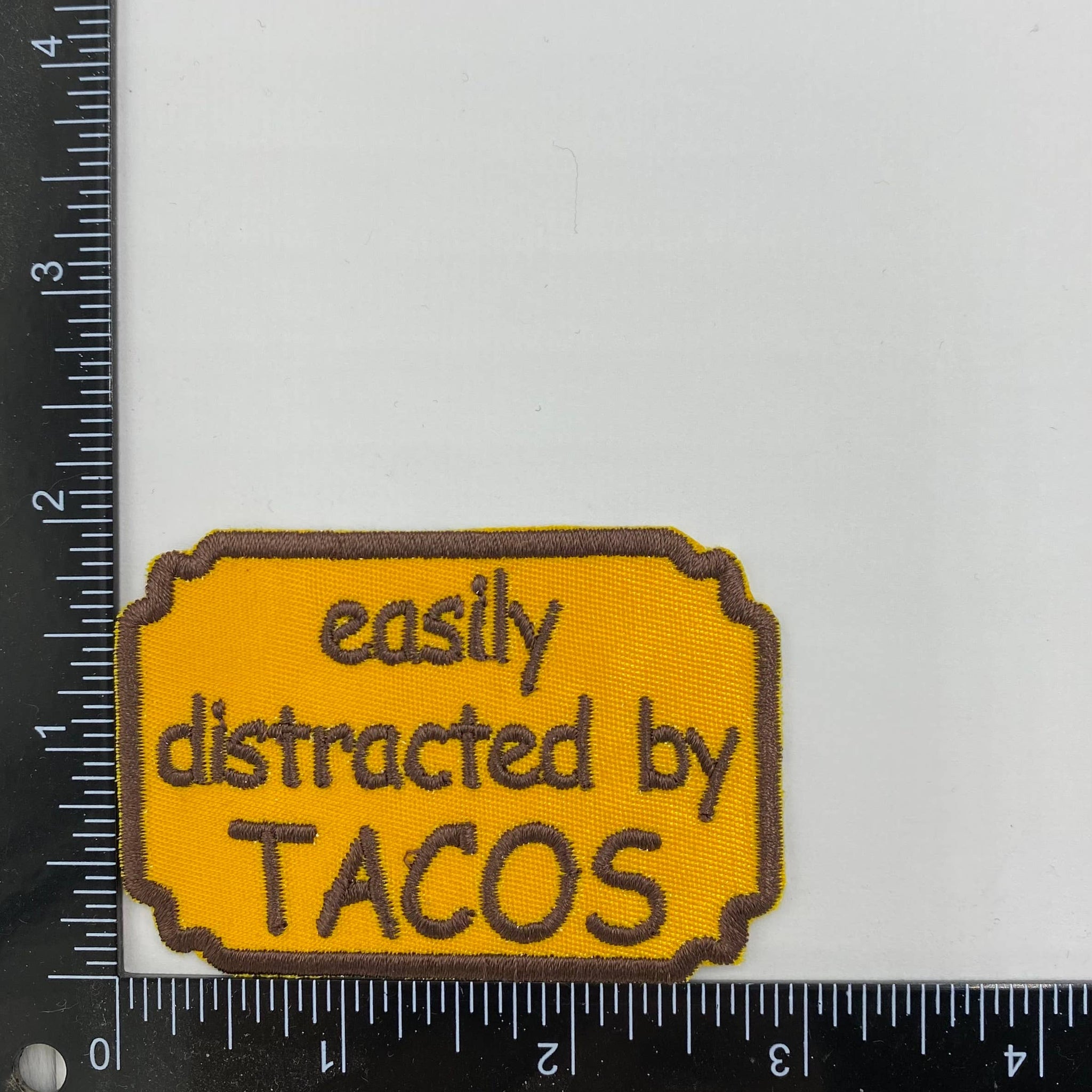 Easily Distracted by Tacos, embroidered, Iron on Patch