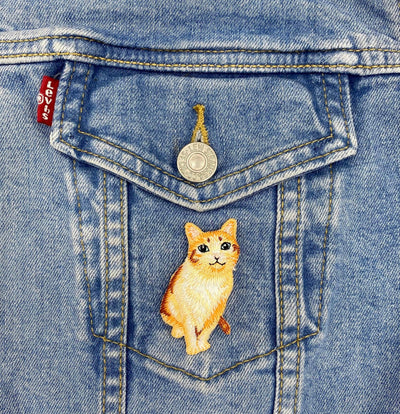 Orange Tabby Cat, Pets, Realistic, Kitten, Animals, Embroidered, Iron on Patch