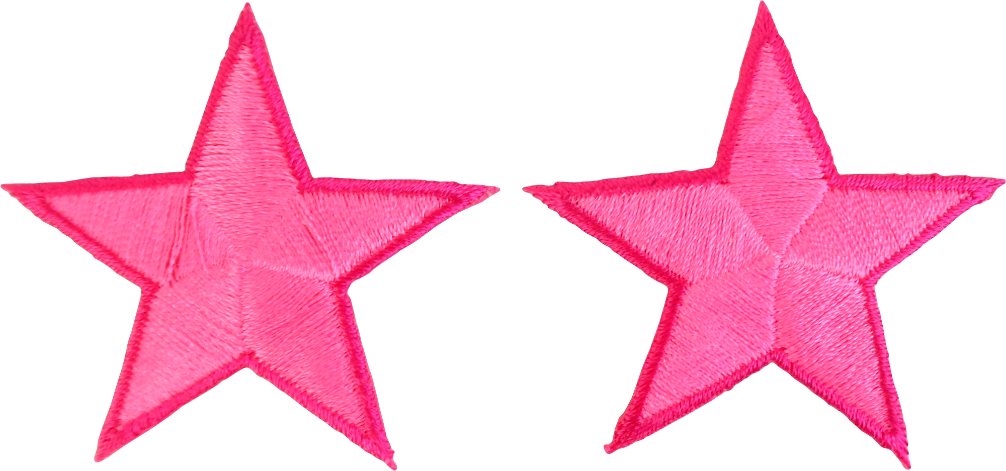 Patch Set of 2 - Pink Stars - 1.75" - Cut to Shape of Design