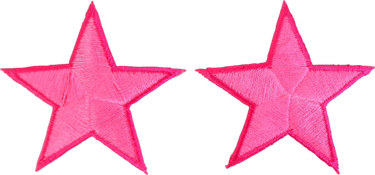 Patch Set of 2 - Pink Stars - 1.75" - Cut to Shape of Design