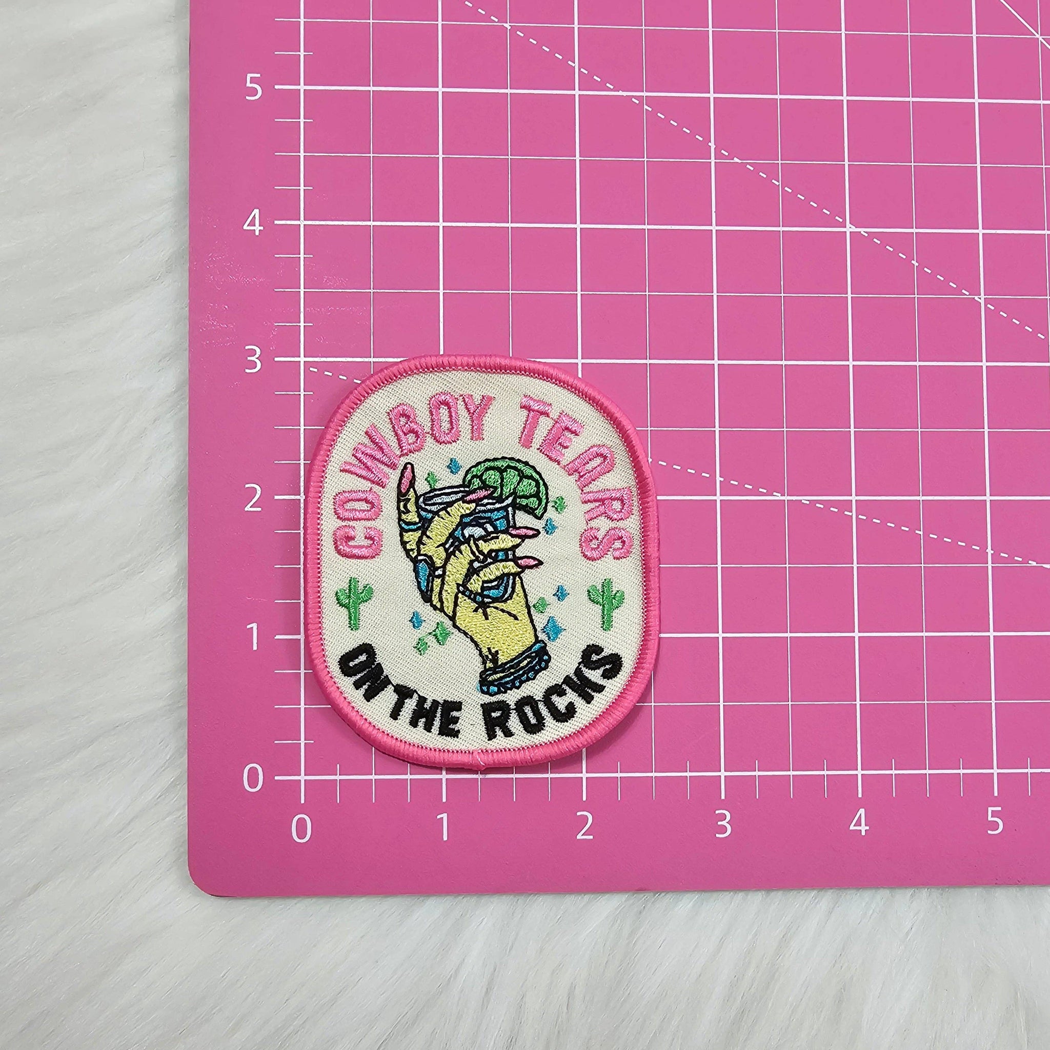 Cowboy Tears on the Rocks Woven Embroidery Iron On Patch
